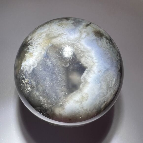 Black Flower Agate‎ Sphere (1) - Picture 4 of 10